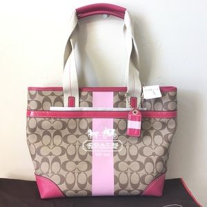 Coach Heritage stripe Tote 11350 NEW